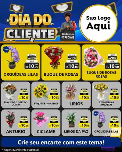 Modelo de Rede Social para Feed Instagram com o tema Dia Do Cliente para Floricultura e jardim