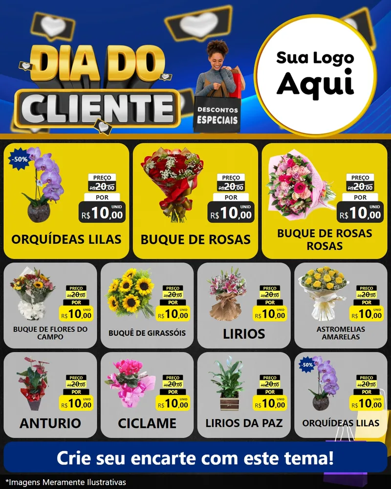 Modelo de Rede Social para Feed Instagram com o tema Dia Do Cliente para Floricultura e jardim