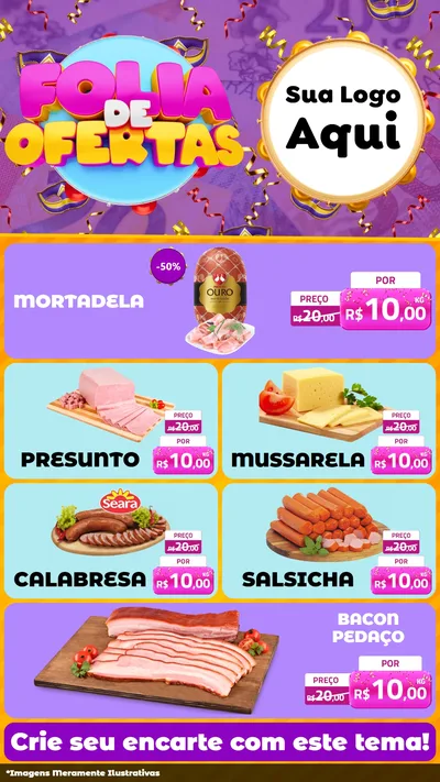 Modelo de TV para TV Vertical com o tema Folia de Ofertas para Frios e Laticínios