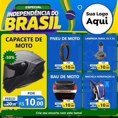 Modelo de Rede Social para Feed Facebook com o tema Especial Independência do Brasil para Moto peças