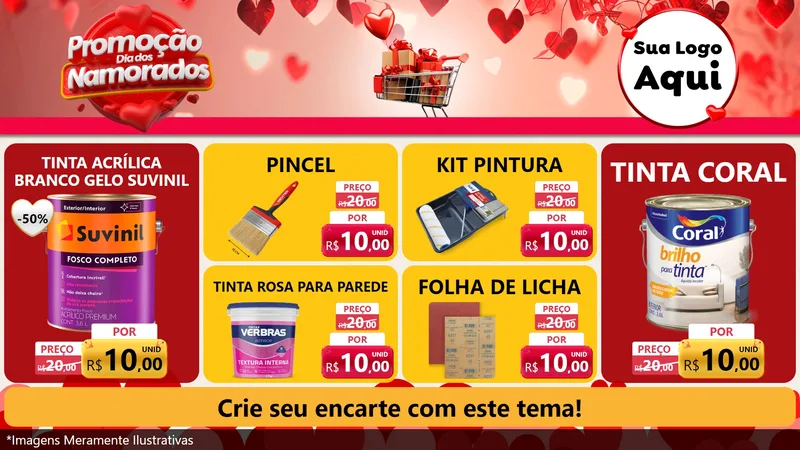 Modelo de TV para TV Horizontal com o tema Promoção Dia dos Namorados para Tintas e Ferramentas
