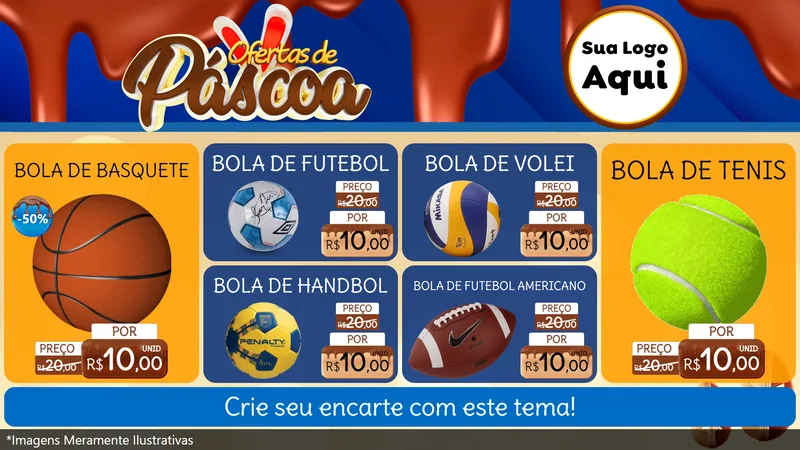 Modelo de TV para TV Horizontal com o tema Ofertas de Páscoa para Artigos Esportivos