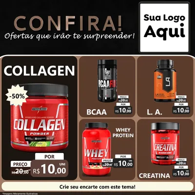 Modelo de Rede Social para Feed Facebook com o tema Confira! Ofertas que irão te surpreender! para Suplementos alimentares