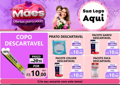 Modelo de Encarte para Encarte A4 Horizontal com o tema Dia das Mães Ofertas para Você! para Embalagens