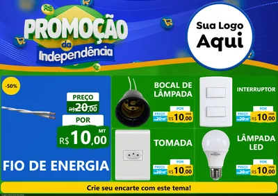 Modelo de Encarte para Encarte A4 Horizontal com o tema Promoção da Independência para Materiais Elétricos