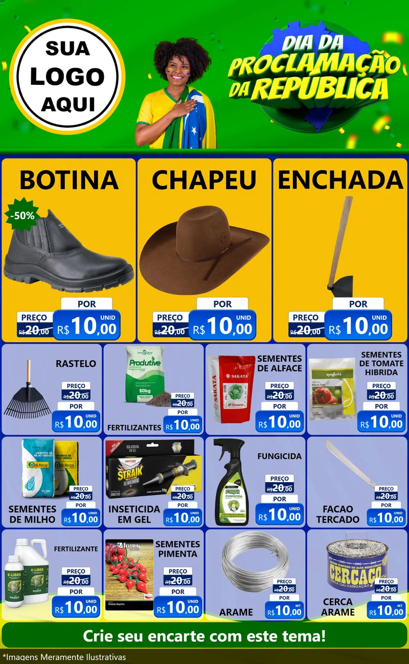 Modelo de Encarte para Encarte Grande com o tema Dia Da Proclamação Da República para Agropecuária