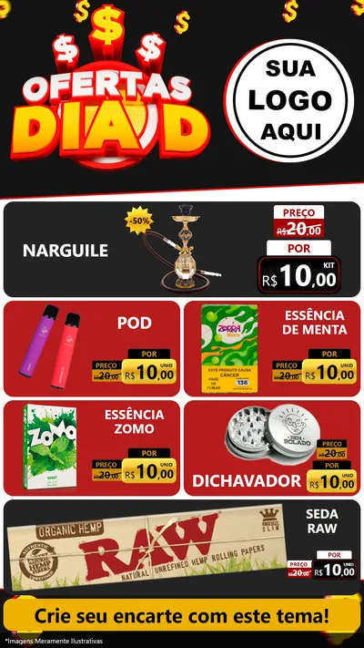 Modelo de TV para TV Vertical com o tema Ofertas Dia D para Tabacaria