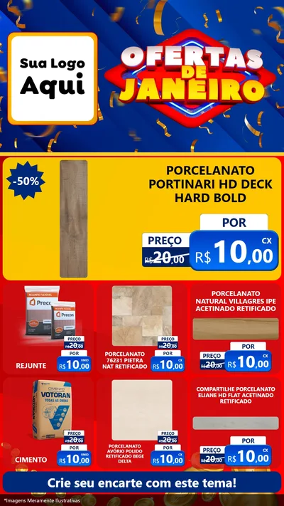 Modelo de Rede Social para Stories com o tema Ofertas de Janeiro para Pisos e revestimentos