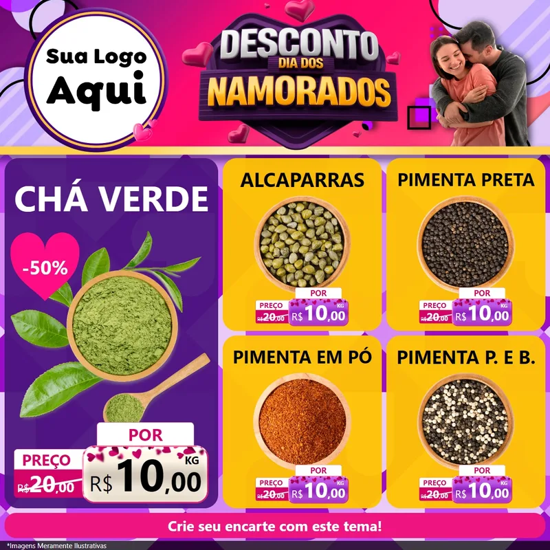 Modelo de Rede Social para Feed Facebook com o tema Desconto Dia dos Namorados para Produtos Naturais