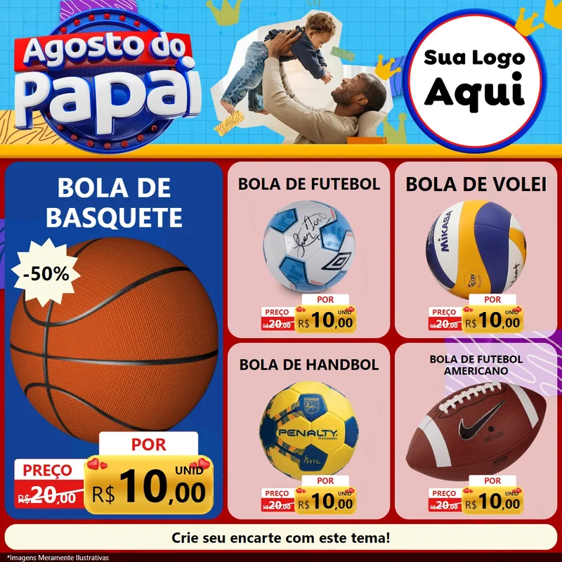 Modelo de Rede Social para Feed Facebook com o tema Agosto do Papai para Artigos Esportivos