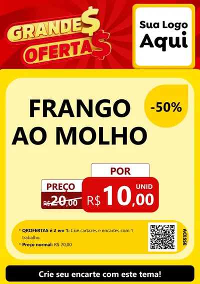 Modelo de Cartaz para Cartaz A4 Vertical com o tema Grandes Ofertas para Restaurante