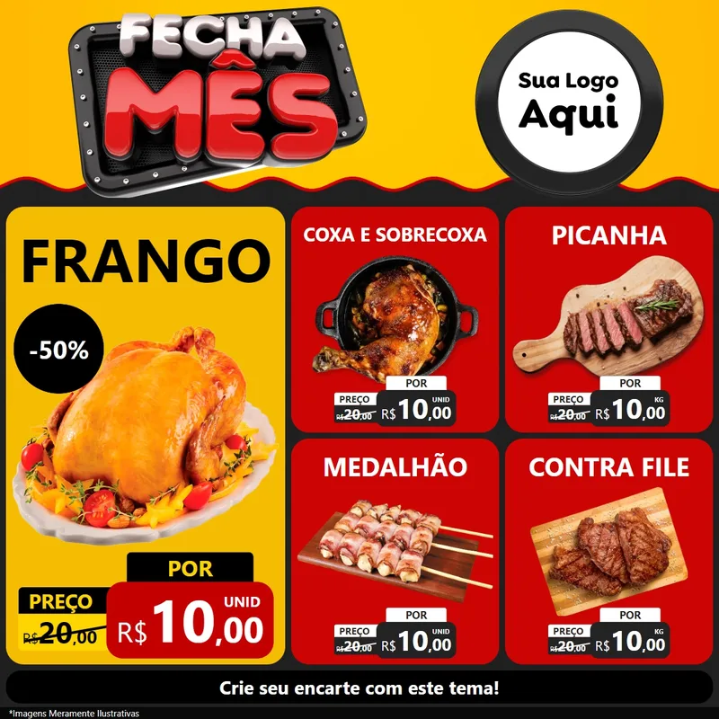 Modelo de Rede Social para Feed Facebook com o tema Fecha Mês para Assados
