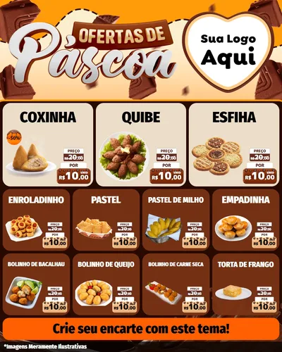 Modelo de Rede Social para Feed Instagram com o tema Ofertas de Páscoa para Salgadaria