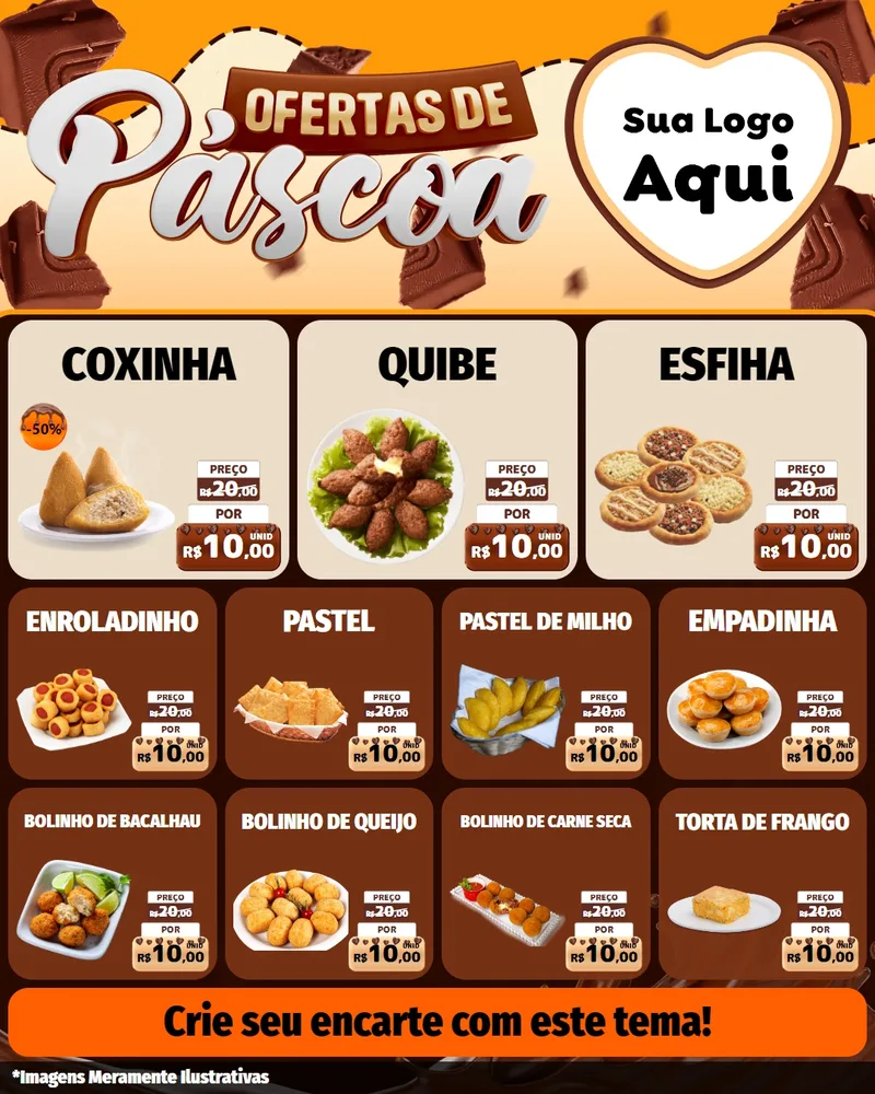 Modelo de Rede Social para Feed Instagram com o tema Ofertas de Páscoa para Salgadaria