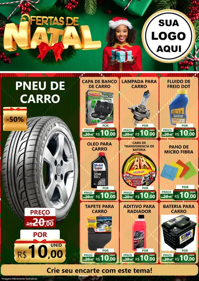 Modelo de Encarte para Encarte A4 Vertical com o tema Ofertas de Natal para Auto peças