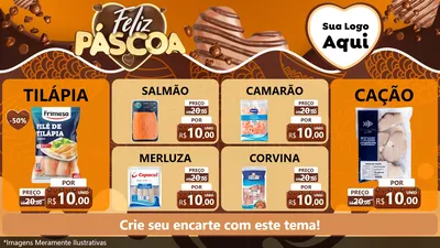 Modelo de TV para TV Horizontal com o tema Feliz Páscoa para Peixaria