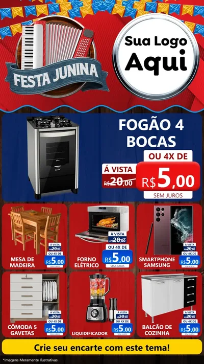 Modelo de Rede Social para Stories com o tema Festa Junina para Móveis e Eletro