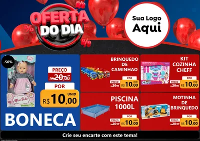 Modelo de Encarte para Encarte A4 Horizontal com o tema Oferta do Dia para Brinquedos