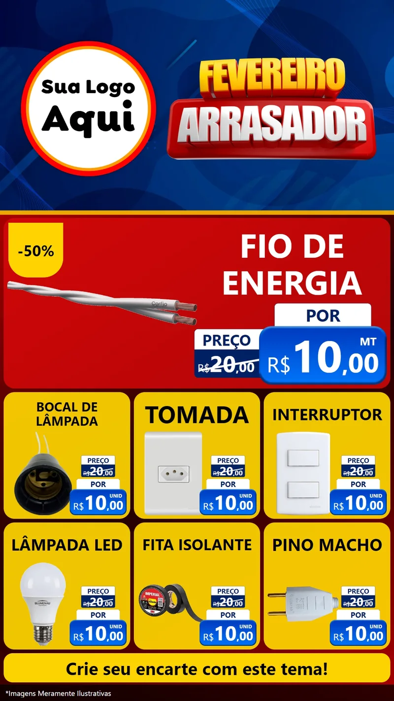 Modelo de Rede Social para Stories com o tema Fevereiro Arrasador para Materiais Elétricos