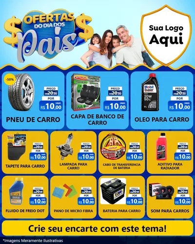 Modelo de Rede Social para Feed Instagram com o tema Ofertas do Dia dos Pais para Auto peças