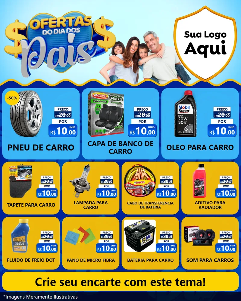 Modelo de Rede Social para Feed Instagram com o tema Ofertas do Dia dos Pais para Auto peças