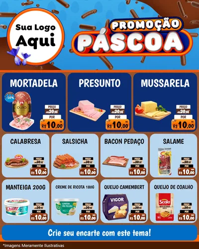 Modelo de Rede Social para Feed Instagram com o tema Promoção Páscoa para Frios e Laticínios