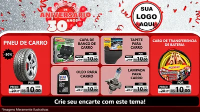 Modelo de TV para TV Horizontal com o tema Promoção de Aniversário - 30 Anos para Auto peças