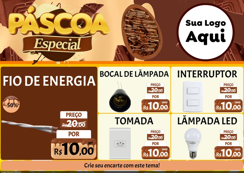 Modelo de Encarte para Encarte A4 Horizontal com o tema Páscoa Especial para Materiais Elétricos