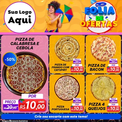 Modelo de Rede Social para Feed Facebook com o tema Folia de Ofertas para Pizzaria
