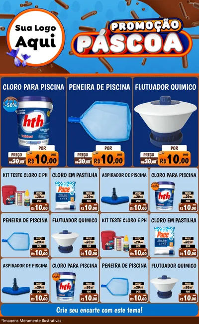 Modelo de Encarte para Encarte Grande com o tema Promoção Páscoa para Produtos para Piscina