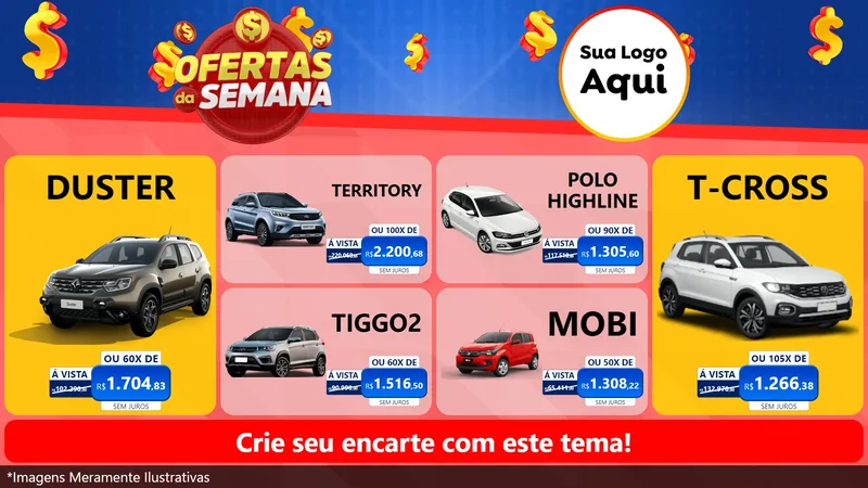 Modelo de TV para TV Horizontal com o tema Ofertas Da Semana para Concessionaria de Carros