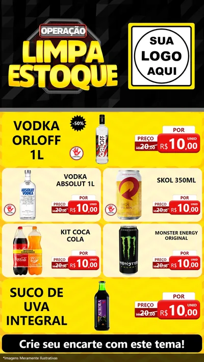 Modelo de TV para TV Vertical com o tema Operação Limpa Estoque para Distribuidora de bebidas