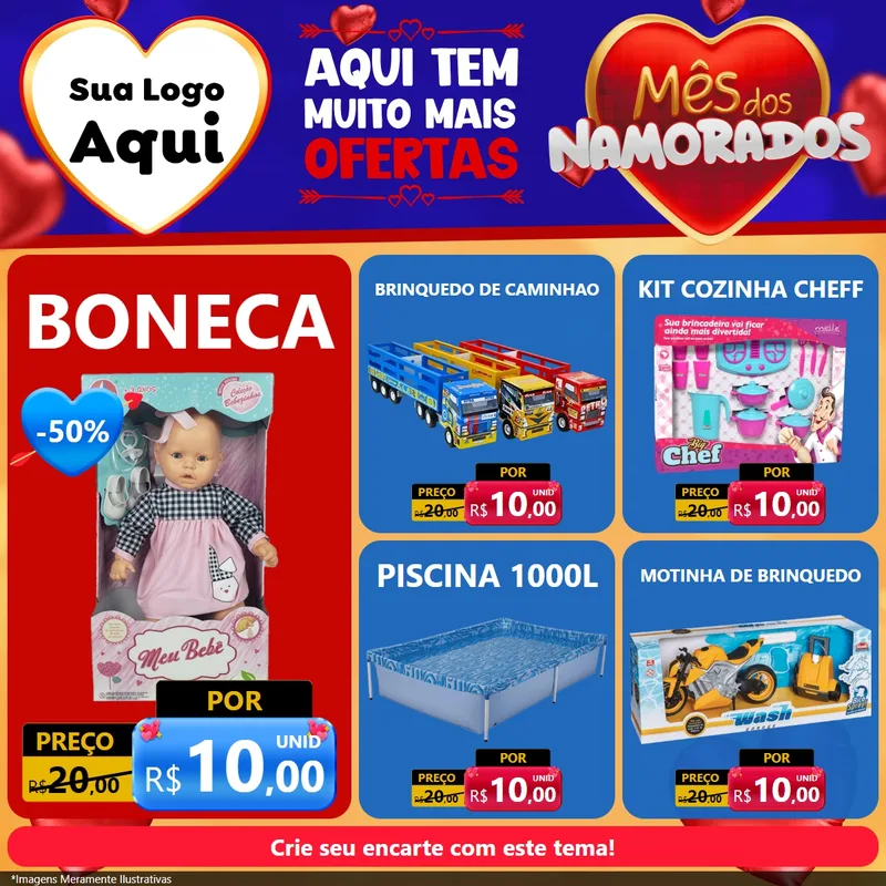 Modelo de Rede Social para Feed Facebook com o tema Mês dos Namorados para Brinquedos