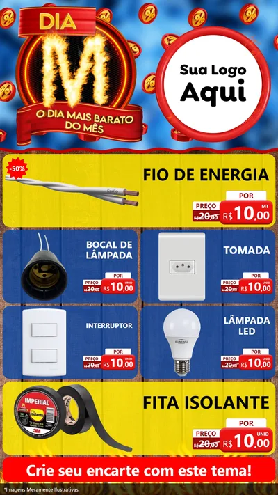 Modelo de TV para TV Vertical com o tema Dia M - O Dia Mais Barato Do Mês para Materiais Elétricos