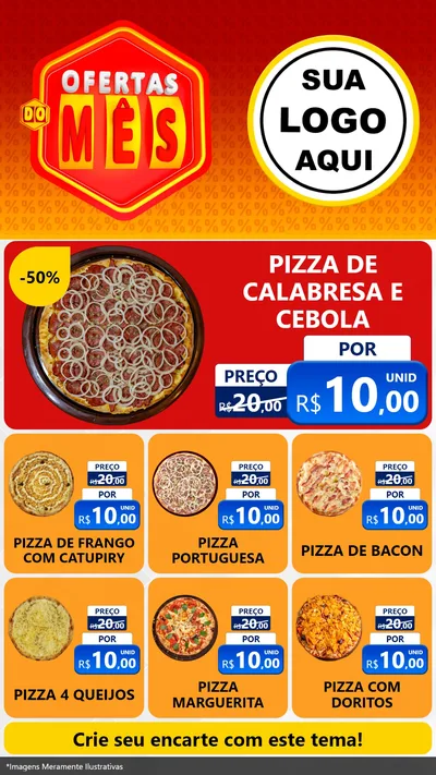 Modelo de Rede Social para Stories com o tema Ofertas do Mês para Pizzaria