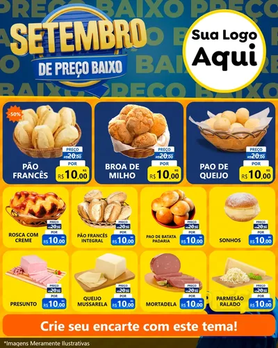 Modelo de Rede Social para Feed Instagram com o tema Setembro De Preço Baixo para Padaria