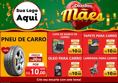 Modelo de Encarte para Encarte A4 Horizontal com o tema Dia das Mães para Auto peças