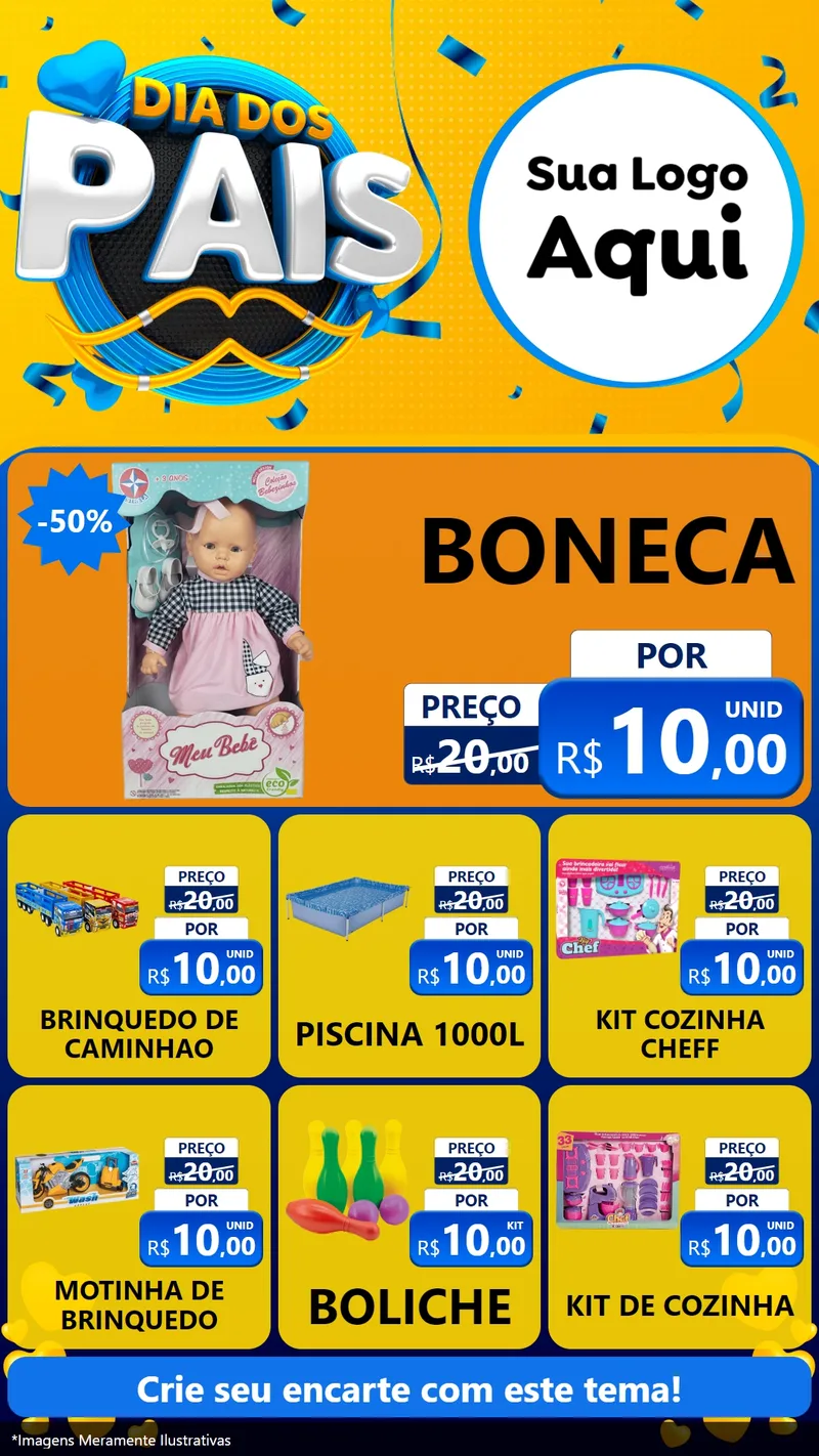 Modelo de Rede Social para Stories com o tema Dia dos Pais para Brinquedos