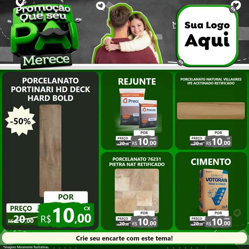 Modelo de Rede Social para Feed Facebook com o tema Promoção Que seu Pai Merece para Pisos e revestimentos