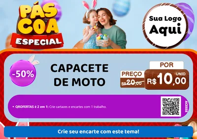 Modelo de Cartaz para Cartaz A4 Horizontal com o tema Páscoa Especial para Moto peças