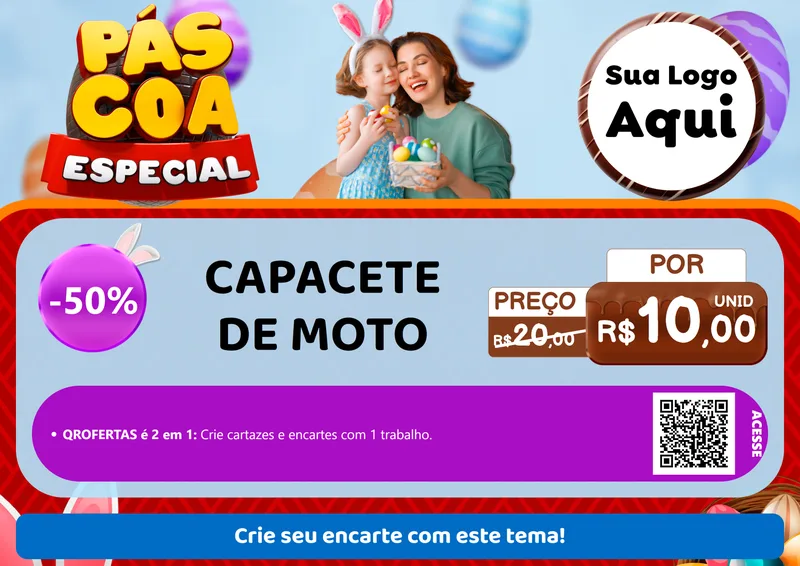 Modelo de Cartaz para Cartaz A4 Horizontal com o tema Páscoa Especial para Moto peças