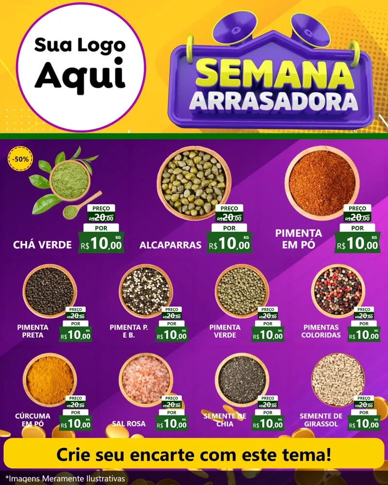 Modelo de Rede Social para Feed Instagram com o tema Semana Arrasadora para Produtos Naturais