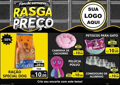 Modelo de Encarte para Encarte A4 Horizontal com o tema Fim de Semana Rasga Preço para Pet Shop
