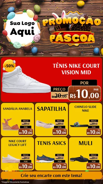 Modelo de Rede Social para Stories com o tema Promoção Páscoa para Calçados