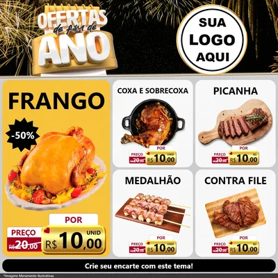 Modelo de Rede Social para Feed Facebook com o tema Ofertas de Fim de Ano para Assados