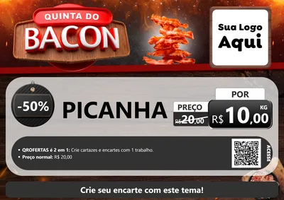 Modelo de Cartaz para Cartaz A4 Horizontal com o tema Quinta do Bacon para Açougue