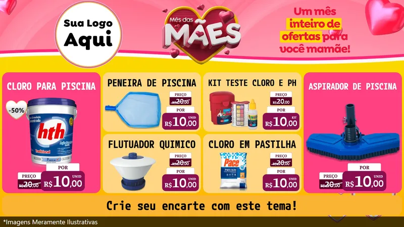 Modelo de TV para TV Horizontal com o tema Mês das Mães para Produtos para Piscina