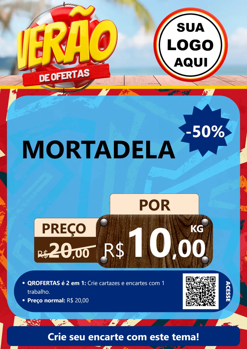 Modelo de Cartaz para Cartaz A4 Vertical com o tema Verão de Ofertas para Frios e Laticínios