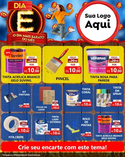 Modelo de Rede Social para Feed Instagram com o tema Dia E - O Dia Mais Barato Do Mês para Tintas e Ferramentas