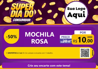 Modelo de Cartaz para Cartaz A4 Horizontal com o tema Super Dia do Consumidor para Papelaria